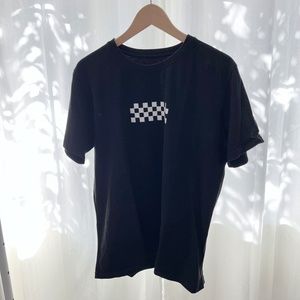 Made in Korea Black & White Checkered BOGO Front & Back Logo Tshirt
